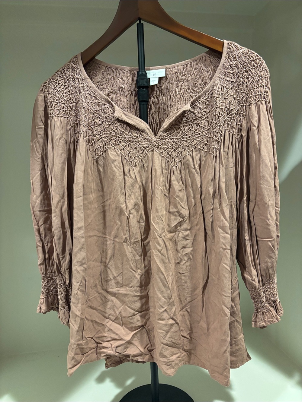 J. Jill Smocked Yoke Tunic in Dusty Mauve